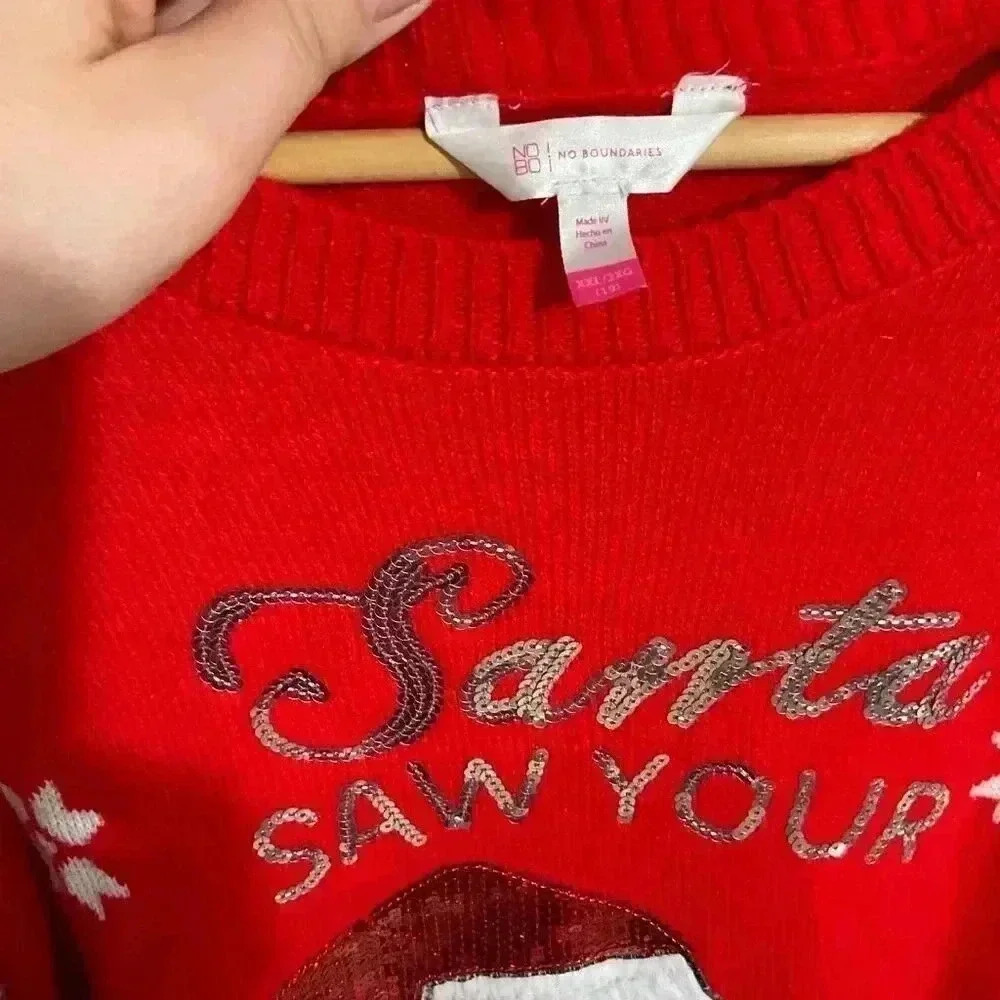 No Boundaries Christmas Sweater Size XXL Saying’ I Saw Your Insta Pic’ - Picture 6 of 10